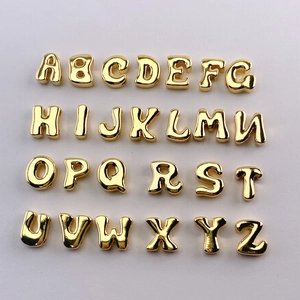 Polished 18k gold plated alphabet A-Z beads for DIY jewelry making and necklaces