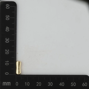 Detailed measurement view of 18k gold-plated capsule charm showing 13mm length and 5mm width