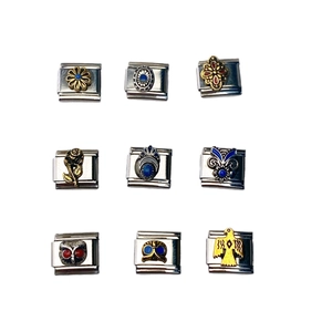 Maillons de bracelet italien en acier inoxydable avec motifs de fleurs et de hiboux