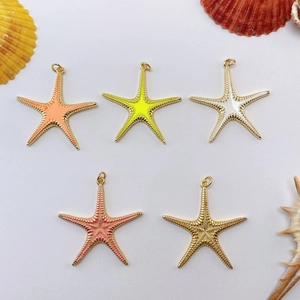 Placcato Oro 18K Rame Stella Marina Pendenti Smalto Oceano Serie Charms Per Creazione Gioielli DIY Artigianato Accessori