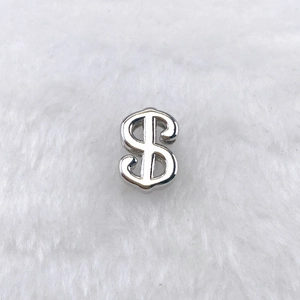 Charm signe dollar en argent poli pour la création de bracelets et bijoux personnalisés