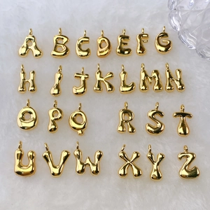 18K Vergoldeter Kupfer 3D Blasen Alphabet Anhänger DIY Schmuck Zubehör A-Z Initialen Halskette Charm Für Damen