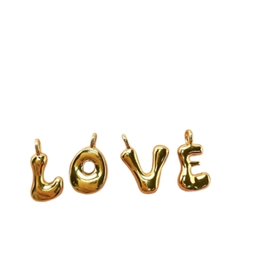 3D Bubble Font 18K Gold Anhänger Set LOVE Buchstaben für DIY Halsketten