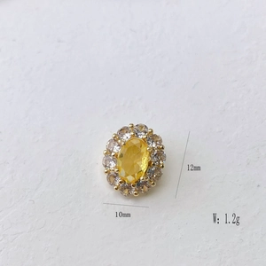 Detailed view of an oval yellow gemstone pendant with 10mm by 12mm dimensions