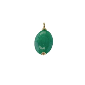 Ovale groene natuursteen hanger met goudlaagje voor DIY sieraden kettingen