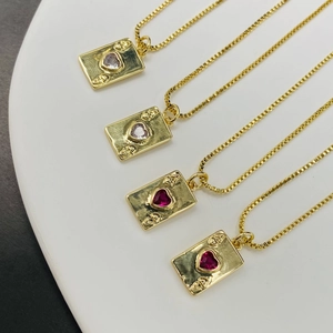 Mini Poker Card Ace Of Hearts Pendant Key Flower Heart Enamel Copper Pendants Gold Plated Artificial Pearl Rhinestone Charms Women Jewelry