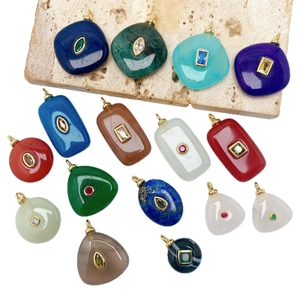 Various natural gemstone pendants in multi-shape designs with gold plated metal base