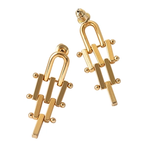 Lange geometrische trapezium oorhangers van 18K verguld messing voor dames