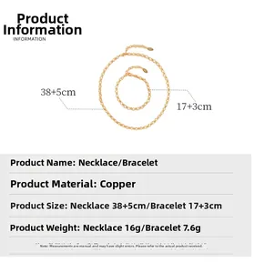 Größentabelle für Halskette und Armband aus Messing mit Maßen und Gewichtsangaben