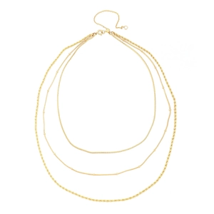 Collar de varias capas de latón chapado en oro con cadenas de cuerda, bolas y serpiente