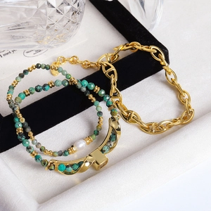 Pulsera de Perlas de Agua Dulce Turquesa Africana Retro Hecha a Mano Para Mujer Joyería de Cadena de Cuentas Bañada en Oro Con Circonia