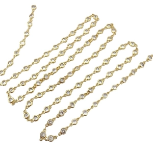 4mm round zircon gold-plated station chain for DIY jewelry making and craft design