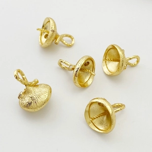 Gold plated pearl cup pendant connector with micro pavé zircon for jewelry making