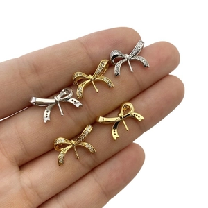 Luxe micro-paved zircon bow-knot jewelry pendants for DIY necklace and bracelet crafting