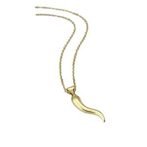 Elegant gold chili pepper pendant necklace with polished finish and delicate gold chain