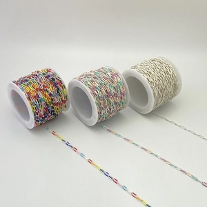 Copper Paperclip Chain For DIY Jewelry Making Colorful Enamel Electroplated Rectangular Link Chain For Necklace Bracelet Making
