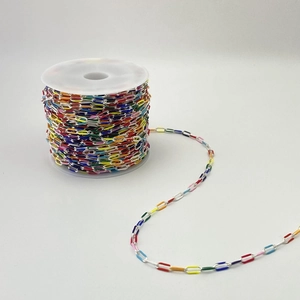 Rainbow enamel paperclip chain on a spool for DIY jewelry making and necklaces