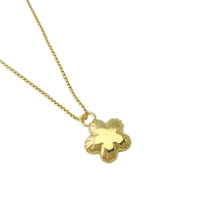 Elegant gold-tone five-petal flower pendant necklace with polished box chain for women
