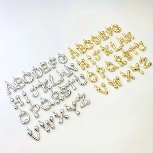 Luxury Gold Silver Plated Copper English Letter Pendant Necklace Simple Liquid Metal Zirconia Inlaid Box Chain Jewelry For Women