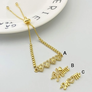 Fashion Copper Zirconia Heart Letter Mom Mama Love Adjustable Bolo Bracelet For Women Gold Silver Plated Jewelry Gift