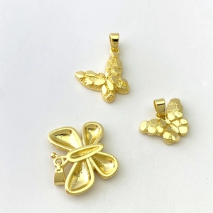 Elegant 18K gold-plated butterfly pendant necklaces with unique textured finish and polished back