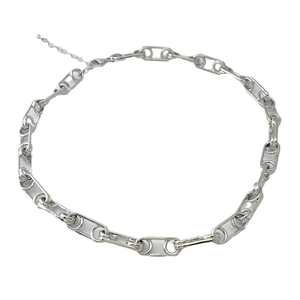 Collier à grosse chaîne géométrique rétro en argent avec fermoir mousqueton et rallonge