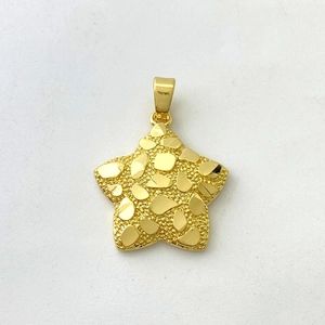 Detailed macro view of the 18K gold plated star pendant with unique nugget texture