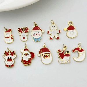Detailed collection of 10 festive Christmas enamel pendants for DIY jewelry making
