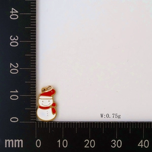 Size measurement of a cute white and red enamel snowman pendant in stainless steel