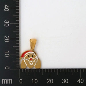 Dettaglio della dimensione del ciondolo Babbo Natale di 18mm per 25mm su un righello