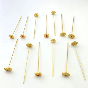Spille a T a fiore placcate in oro 18K per gioielli fai-da-te con dettagli in smalto
