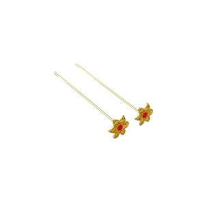 Spilla a fiore in rame placcato oro 18K con smalto rosso per creazione gioielli