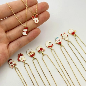 Festive Christmas necklaces collection with Santa, snowman and reindeer enamel pendants