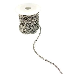 Polished silver alloy coffee bean link chain spool for DIY jewelry making and crafts