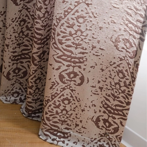 Nordic brown jacquard curtains featuring elegant damask patterns for cozy home decor