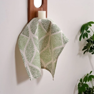 Nordic style green wheat leaf print cloth napkin made of premium cotton linen fabric