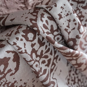 Nordic brown damascus jacquard semi-blackout curtains with heavy woven texture
