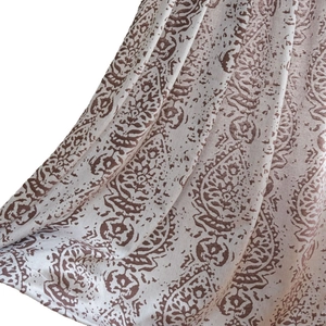 Nordic brown paisley jacquard curtain with elegant cream background and heavy drape texture