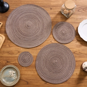 Nordic Round Woven Cotton Placemat Heat Resistant Insulation Table Mat For Kitchen Dining Room Home Decor Coffee Blue Green