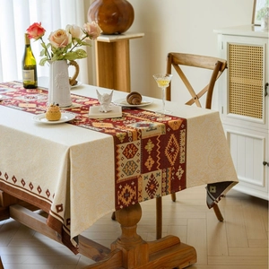 Bohemian Jacquard Tablecloth Polyester Cotton Rectangle Geometric Floral Table Cover For Home Kitchen Wedding Dining Decor