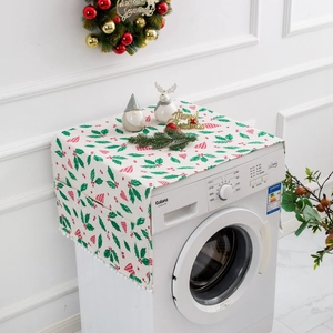 Nordic Cotton Blend Dust Cover For Washing Machine Fridge With Storage Pockets Pom-Pom Fringe Protective Case Home Decor