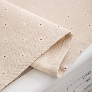 Floral daisy pattern dust cover cloth for refrigerators made of durable linen blend