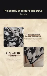 Dettaglio della tovaglia jacquard floreale con tessitura bifacciale e ricami a conchiglia