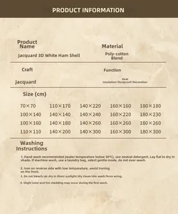 Detailed sizing chart and material guide for jacquard woven luxury tablecloth in English