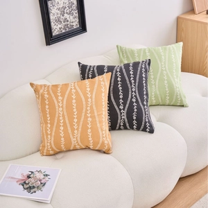 Modern floral throw pillow covers in yellow, black and green for minimalist home sofa decor