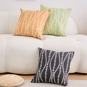 Modern floral cushion covers in yellow, green and grey colors for home sofa decor