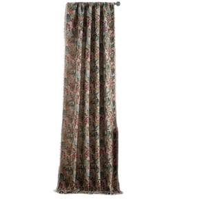 Tropical rainforest print curtain with floral butterfly patterns and decorative tassels