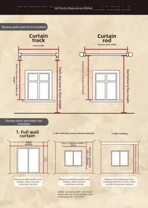 Detailed measurement guide for geometric jacquard curtains for tracks and roman rods