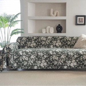 Modern Minimalist Floral Sofa Towel Thick Polyester Jacquard Double Sided Sofa Cover Pastoral Botanical Throw Blanket For Home Decor