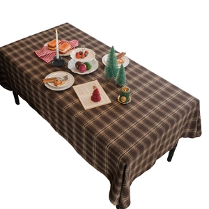 Nappe à carreaux marron foncé classique pour tables rectangulaires et décorations festives